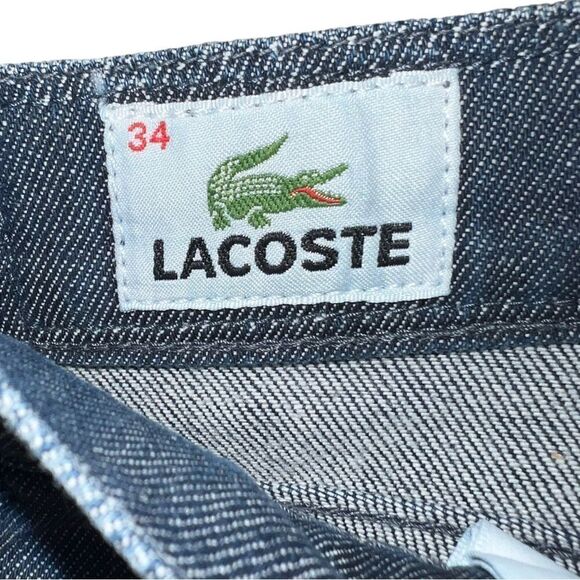 Lacoste Women Devanley Blue Denim Jeans Straight Leg Aged Double Stone 2 NWT - Picture 6 of 9